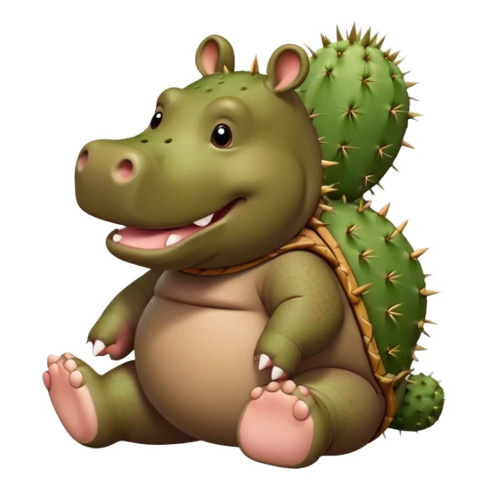 Cactus hippo with one leg and one foot wearing a sandle sticker