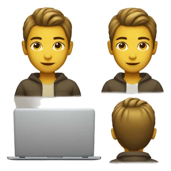 Boy with laptop yellow skin tone sticker