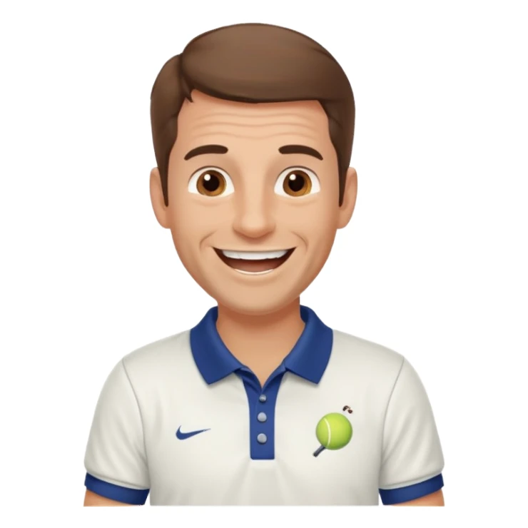 Profesor de tenis masculino sin barba con pelo marrón riendose sticker