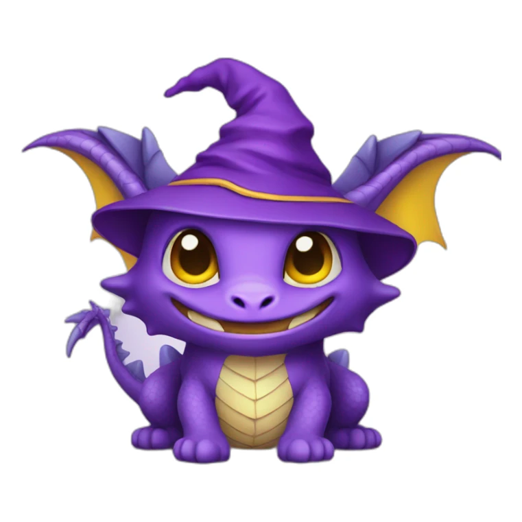 cute purple dragon with yellow eyes wearing wizard hat sticker