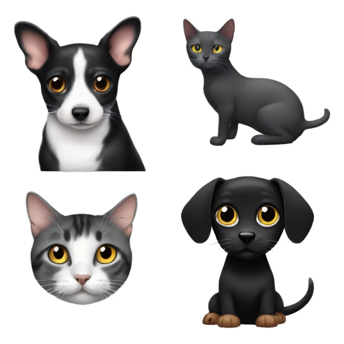 A dachshund with a black cat and a grey cat sticker