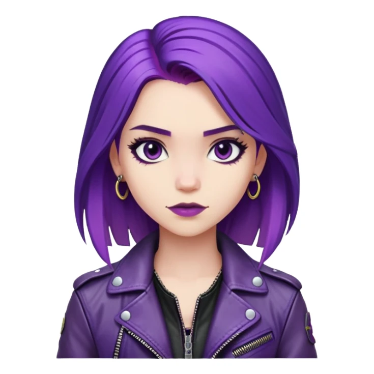 Mal from Descendants, purple hair, leather jacket, edgy style sticker