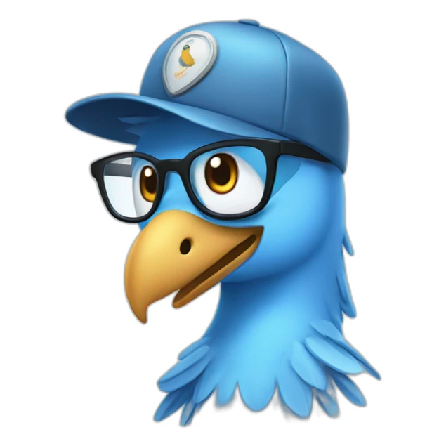 Crazy funny Articuno head with human white teeth and beautiful smile wearing glasses and hat sticker