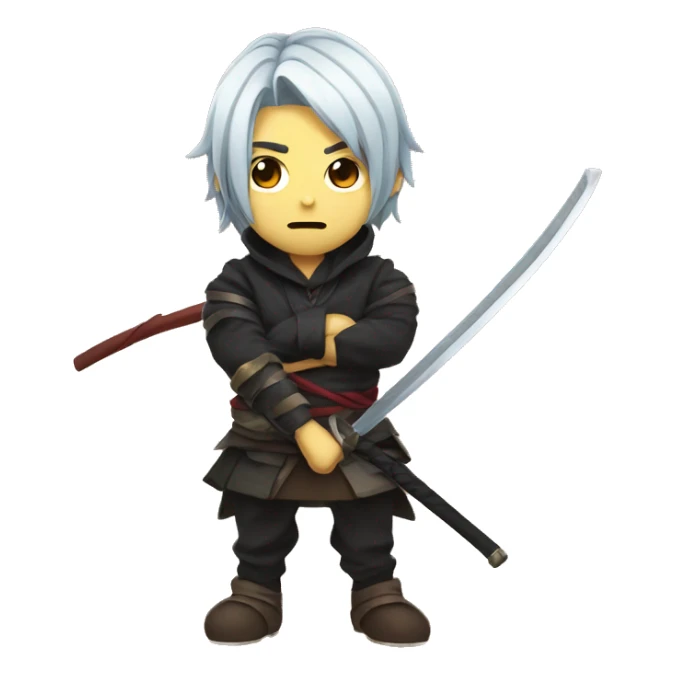 anime style emoji holding a katana  DEMON SLAYER ANIME  sticker