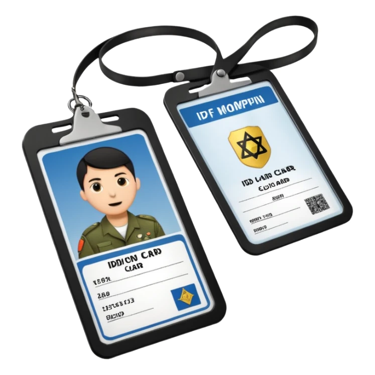 black Scissors cutting an idf soldier ID card in 2 parts .hyper realistic sticker