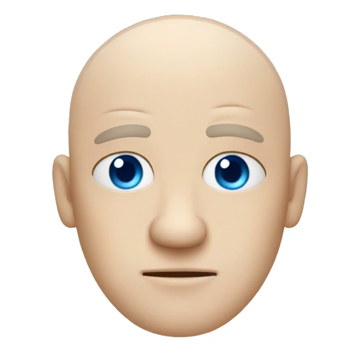Bald white grumpy guy with blue eyes with his hands over his face sticker