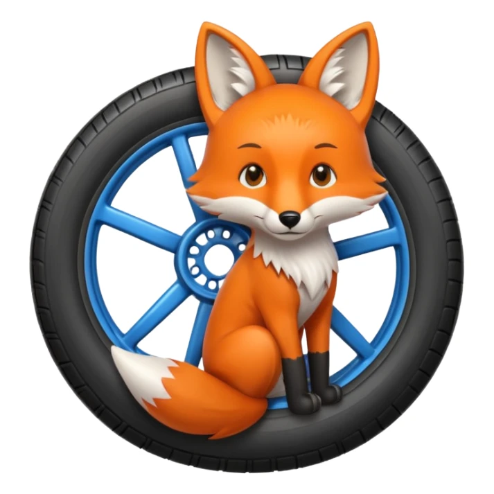 zorro naranja con una llanta sticker