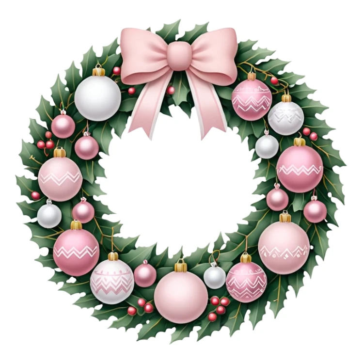Light pink and white christmas wreath sticker