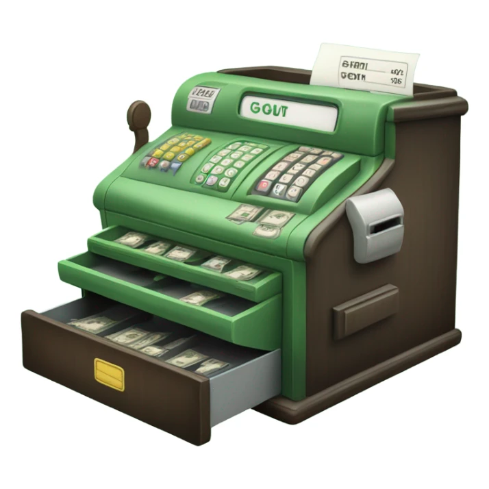 Green retro cash register sale sticker