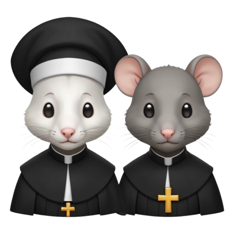 A rat as a catholic nun and another rat as a catholic priest sticker