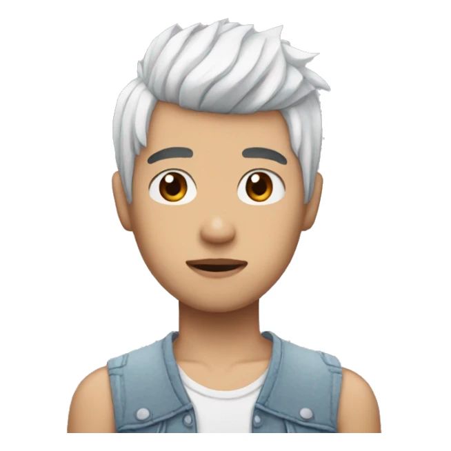 asian guy with half red half white hair like melanie martinez sticker