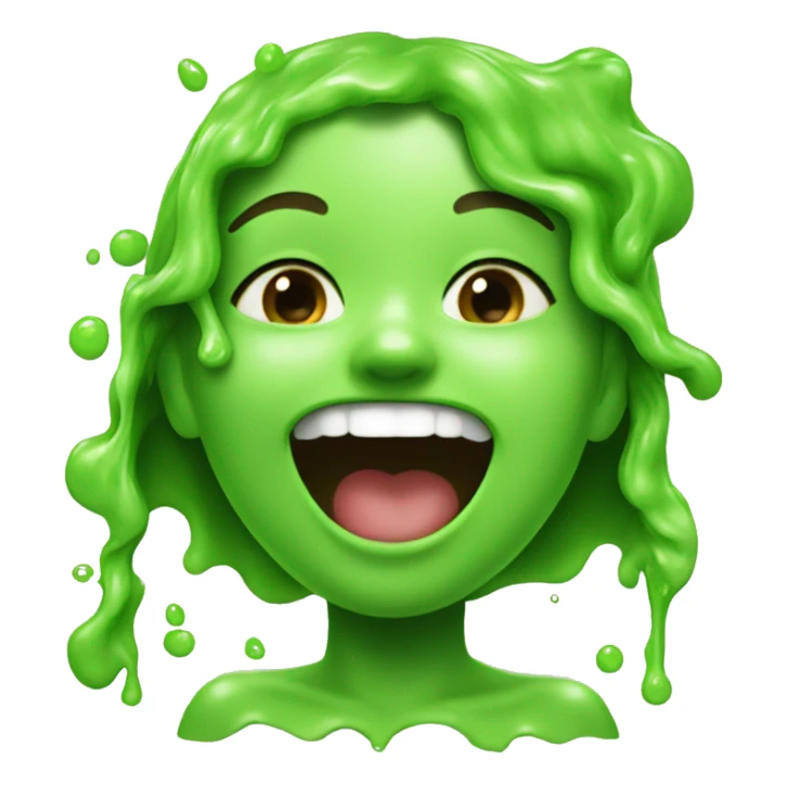 a girl laughing with snot and slime on her head sticker