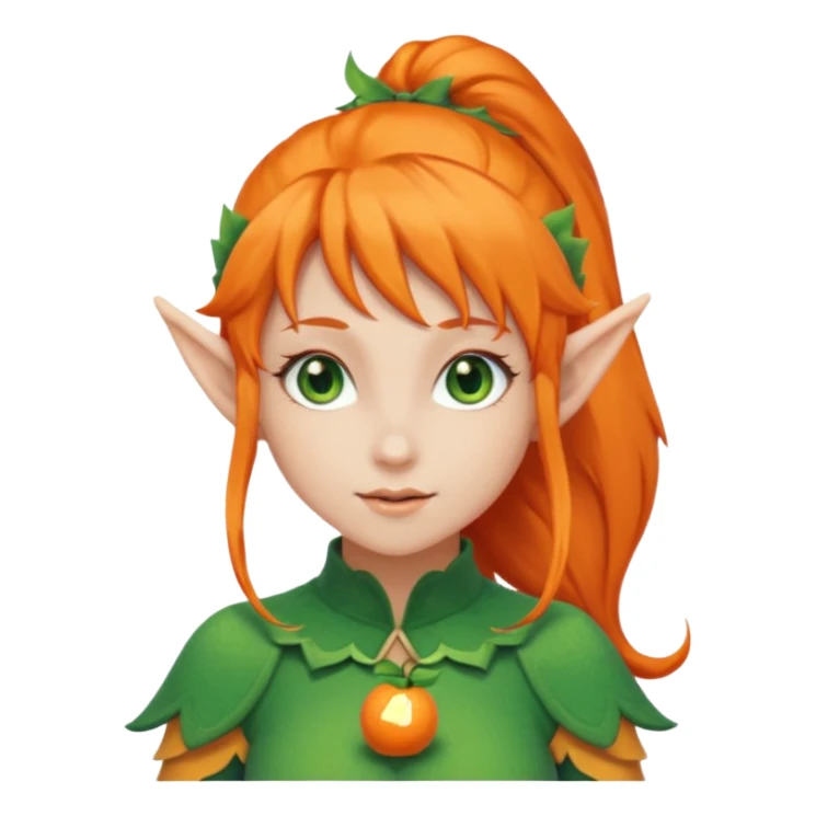 Orange Haired Elf, Elf girl with orange ponytail hair sticker
