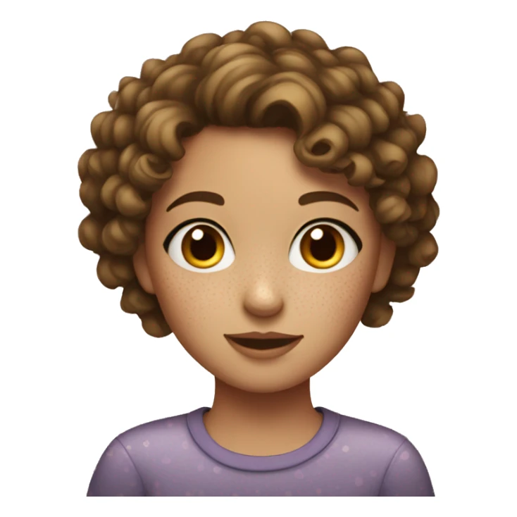 Girl with short curly hair and freckles  sticker