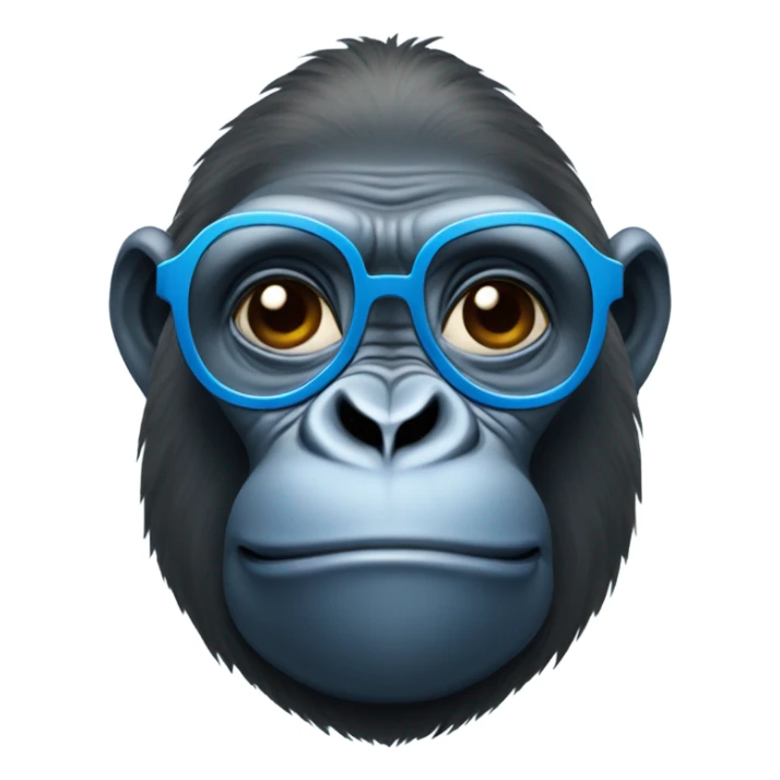 
a gorilla with blue glasses with a tender and happy look sticker