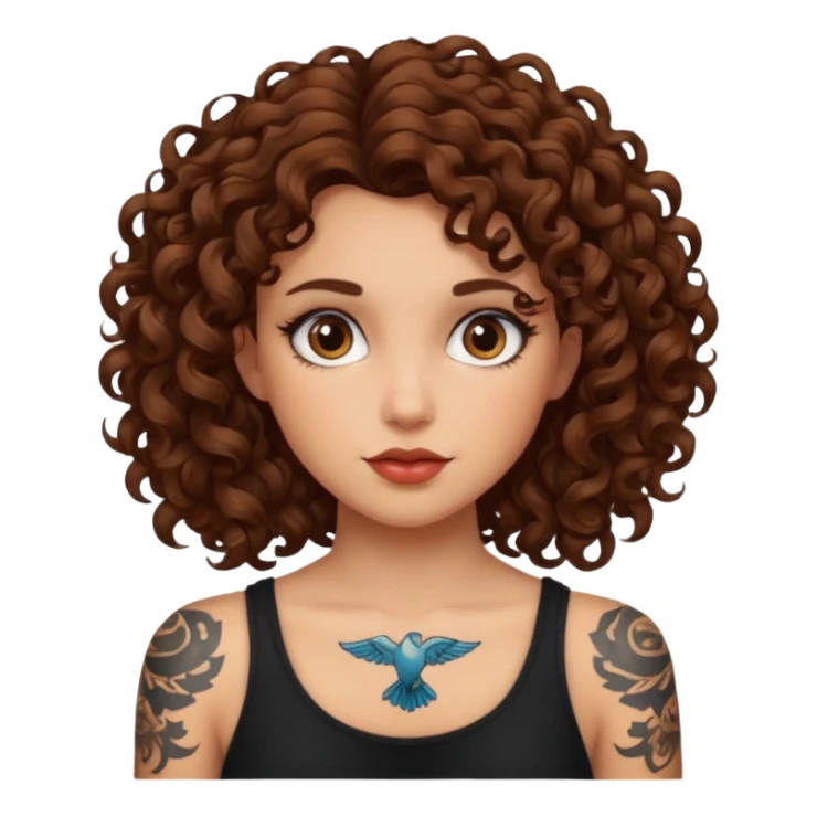 curley hair tattoo girl sticker
