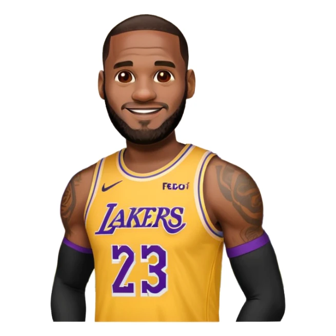 lebron in a lakers jersey but he is 1000 ft next to a building sticker