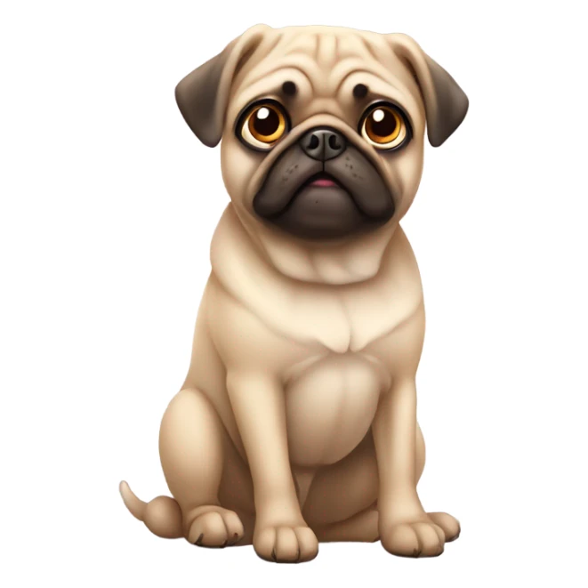 Cute beige pug sitting waiting for a treat, big eyes sticker