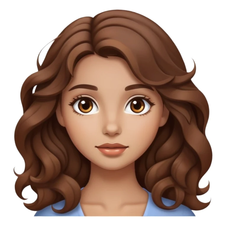 beautiful girl with wavy brown hair, natural makeup look sticker