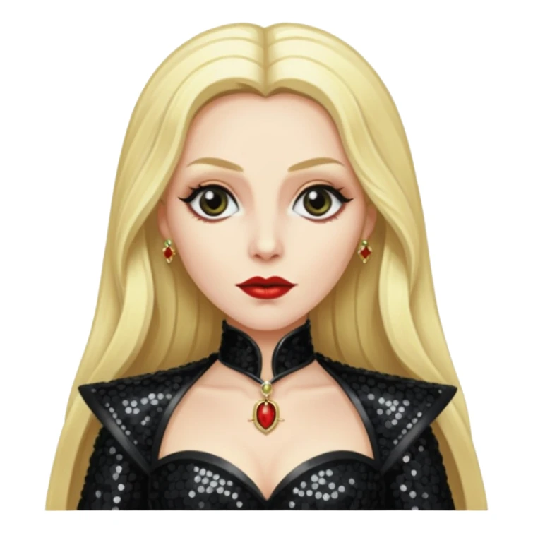Countess Dracula with long blonde hair and black sequin outfit sticker