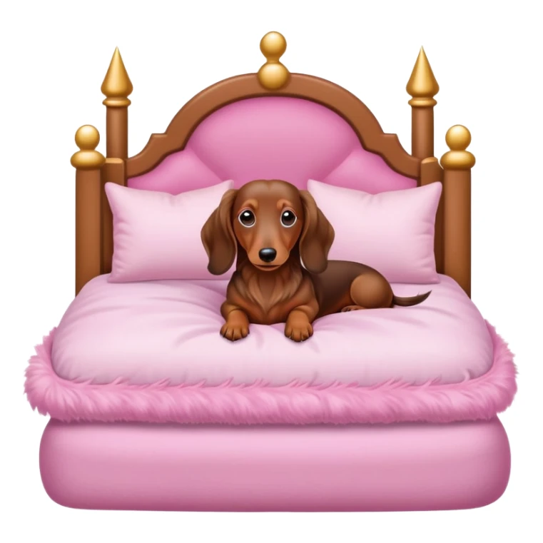 Dachshund long haired in a pink princess bed sticker