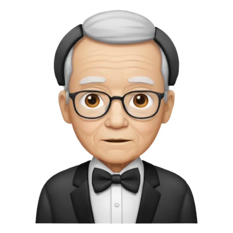 elderly with bow tie and shirt sticker