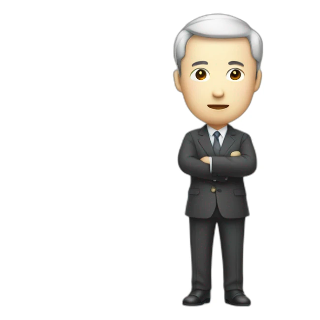 Draw a Chinese character, full body, wearing suits, holding 100 RMB bill sticker