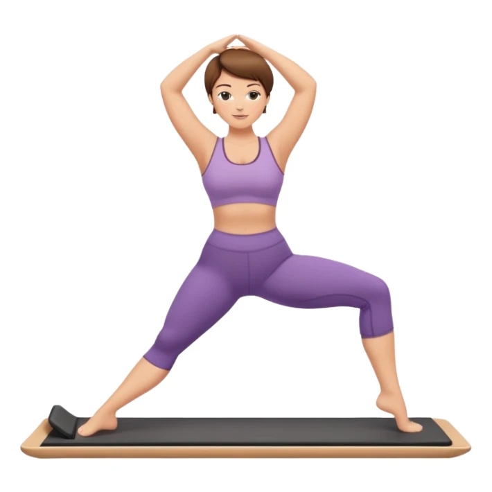 Pretty, slightly curvy white Woman with short brown hair doing Pilates exercises  sticker