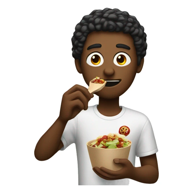 guys eating chipotle with a apple as the spoon sticker
