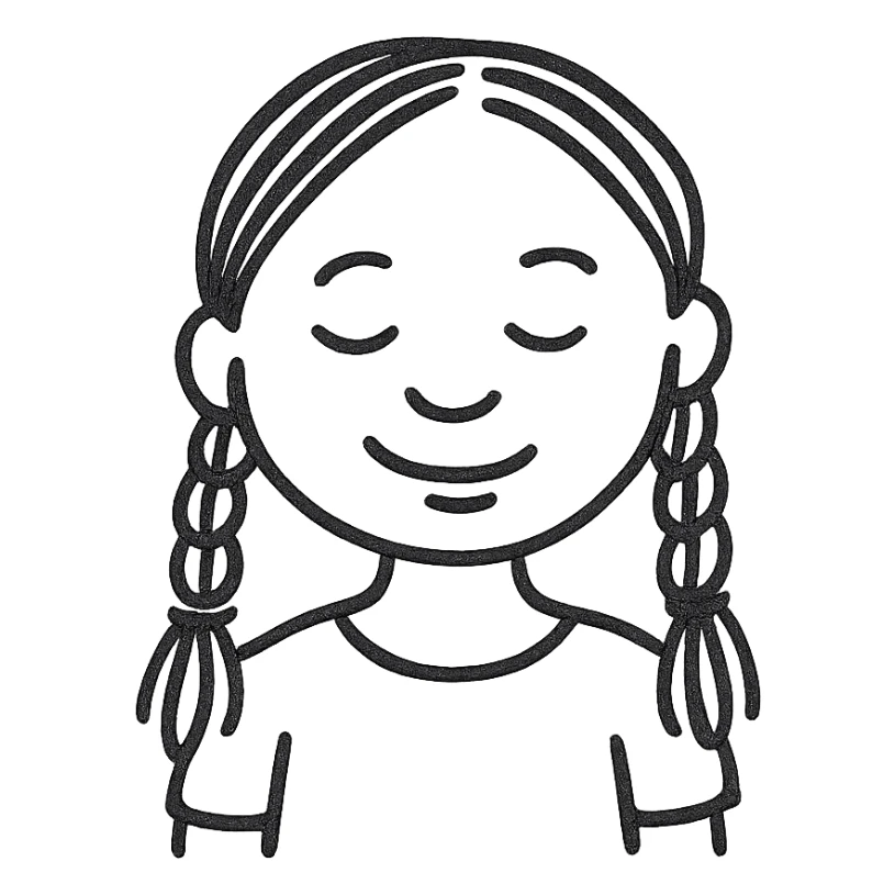 dark skin girl with braids and red shirt sticker