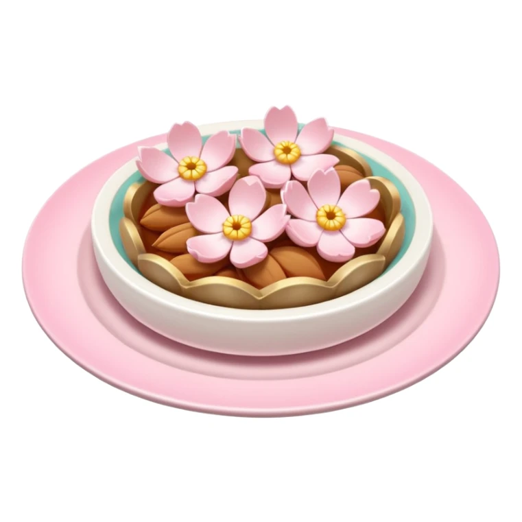 Sakura flower food dish meal on a beautiful pastel plate sticker