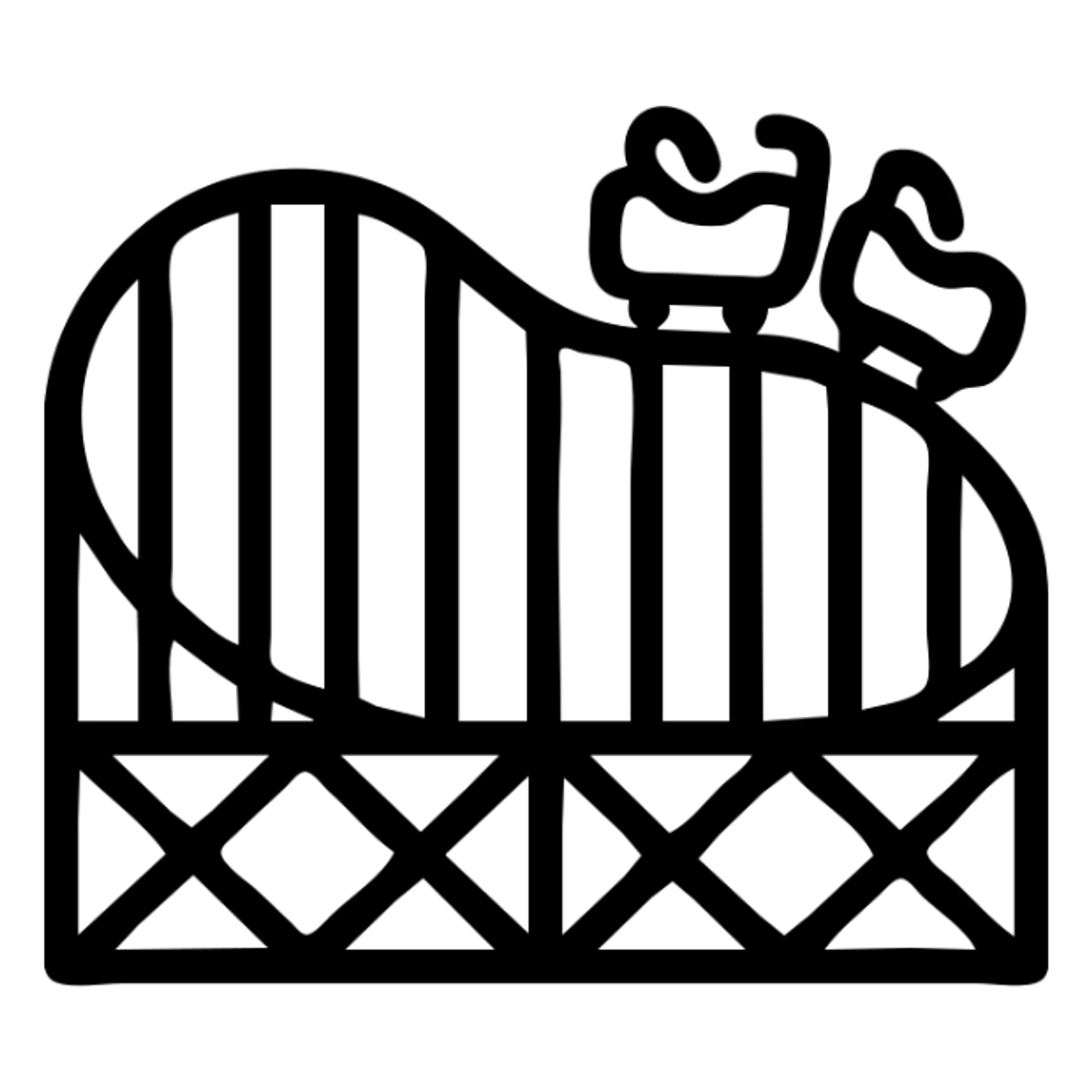 roller coaster icon, simple, bold lines, minimal detail, suitable for app icon sticker