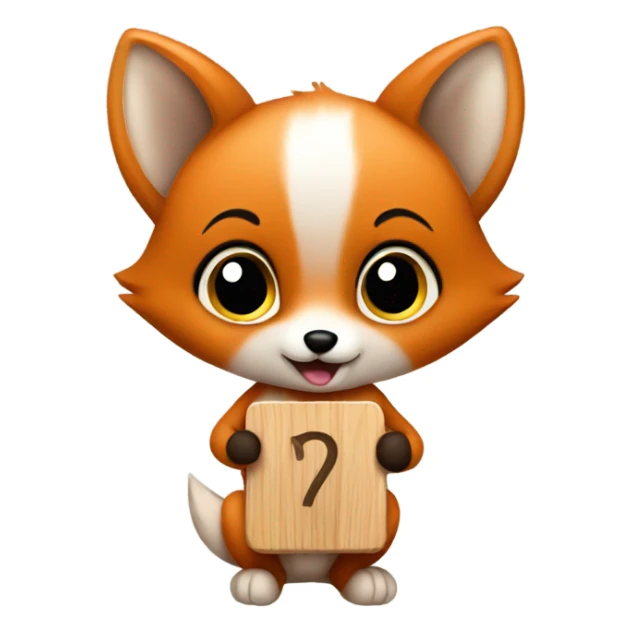 Baby fox with a sign sticker