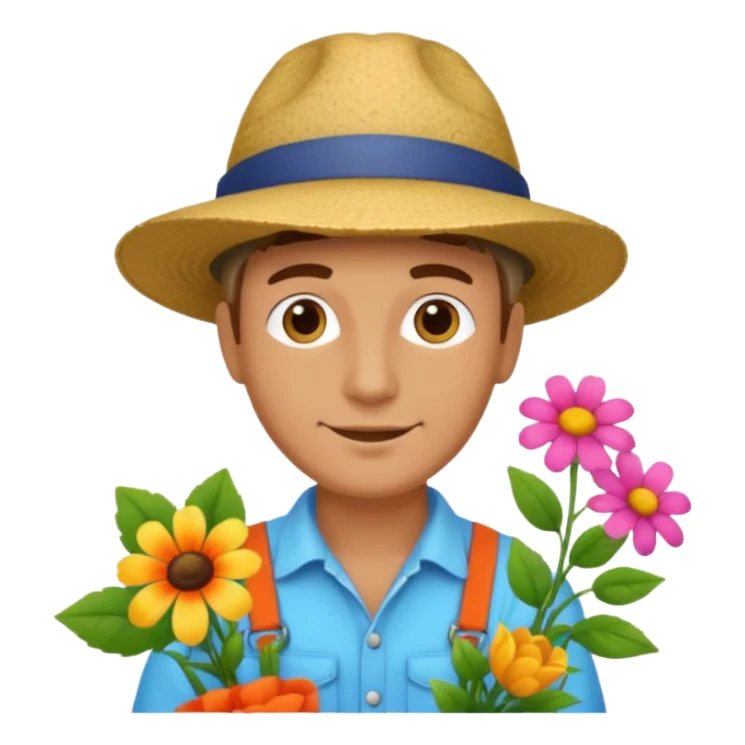 male gardener with flowers sticker