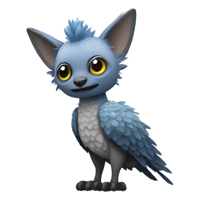 Trico The Last Guardian Creature With Blue Horns, Grey Wings, And long tufted tail sticker