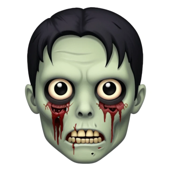 zombie with black hair black eyes and scarding over the face sticker