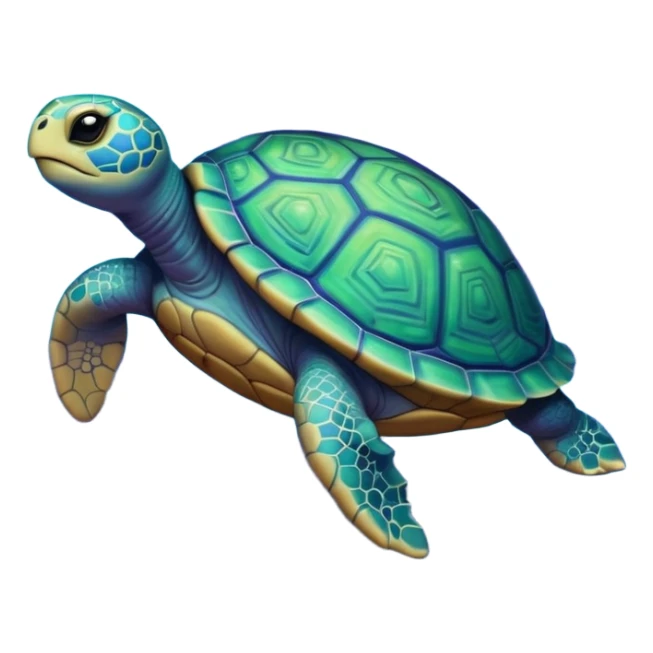 Quasar Turtle emoji – full body, massive cosmic turtle with glowing shell like a galaxy vortex, star patterns, cosmic energy aura, slight side angle sticker