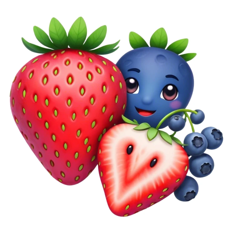 A strawberry and blueberry in love sticker