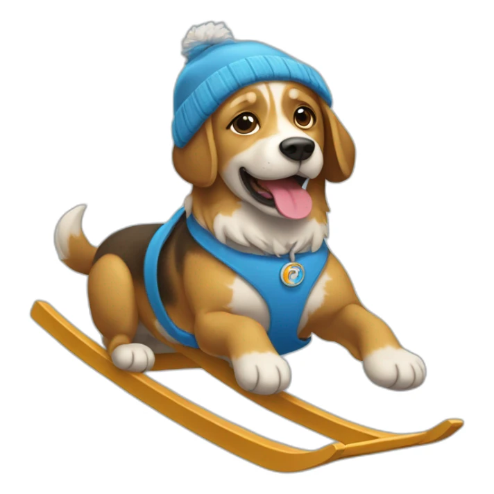 Un chien faisant du toboggan sticker