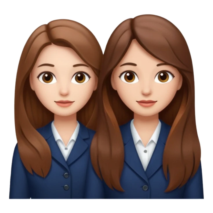 TWO BROWN HAIRED GIRLS DOING PROJECT, PROFESSIONAL AND CUTE , LONG HAIR MAKEUP sticker