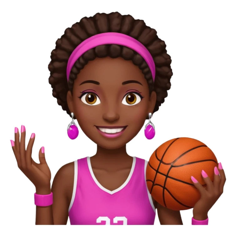 Zesty basketball player with pink nails and earrings sticker