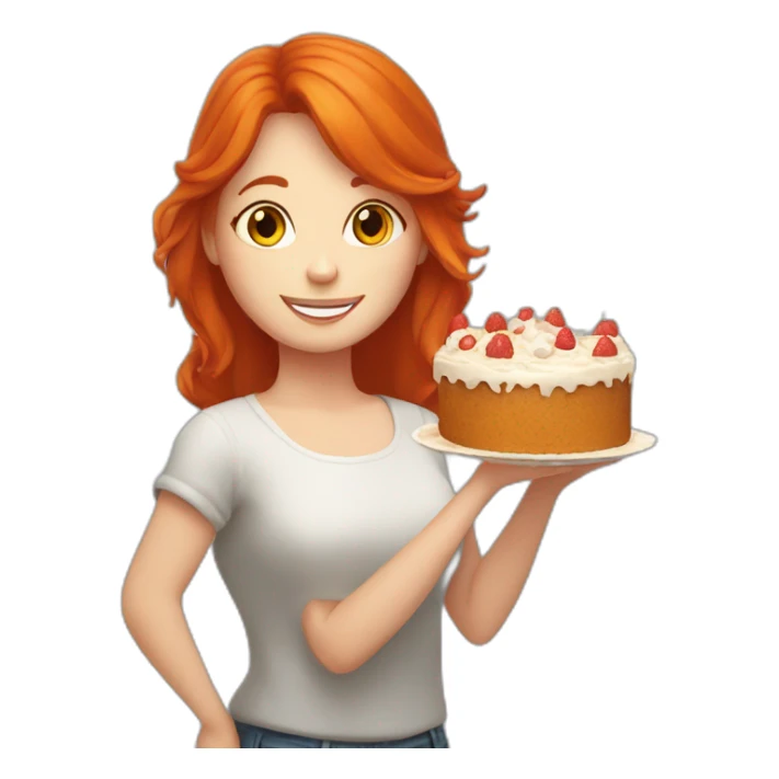 red-haired girl with a cake around the sun sticker