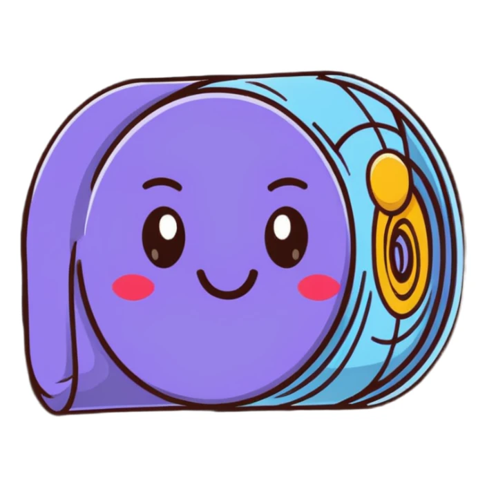 big sparkle emoji overlaid in front of a roll of fabric behind it sticker