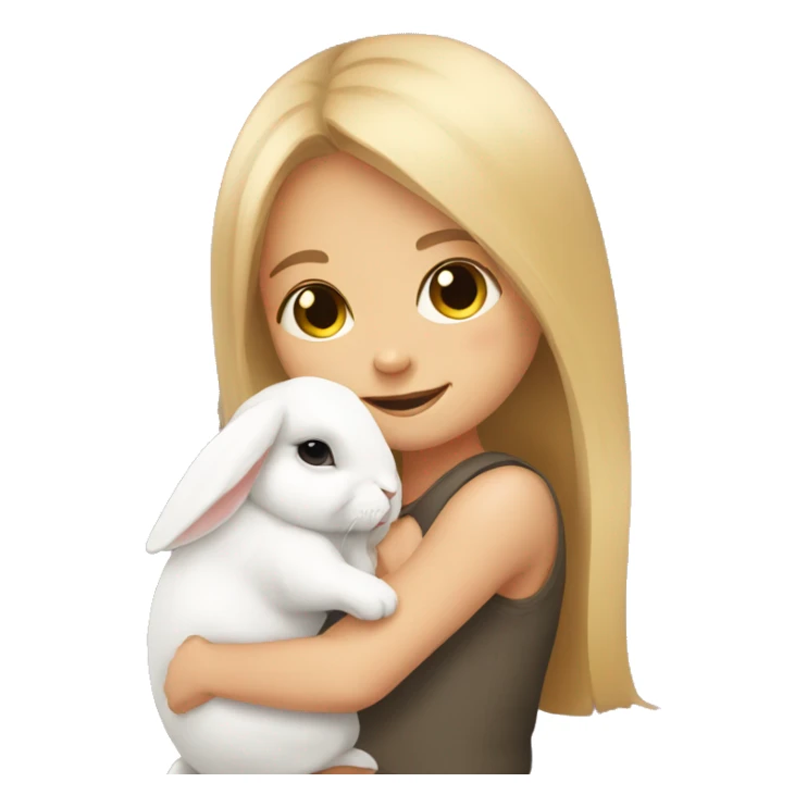 Girl hugging a mini lop bunny sticker