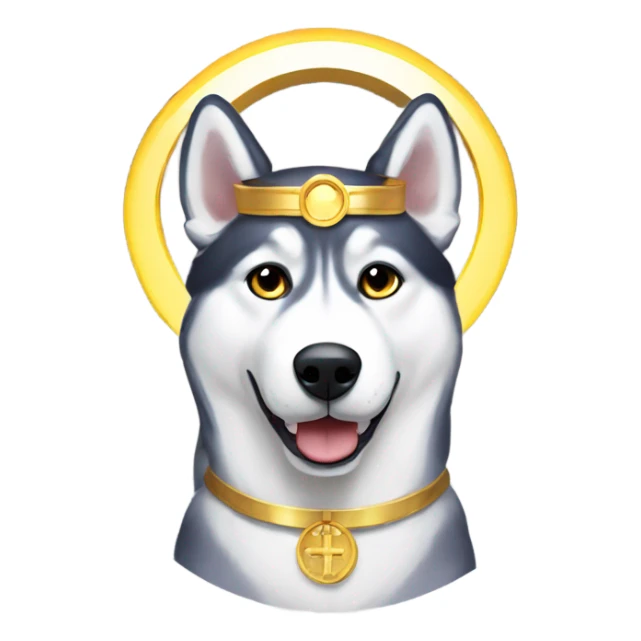 Husky with a saint halo above head sticker