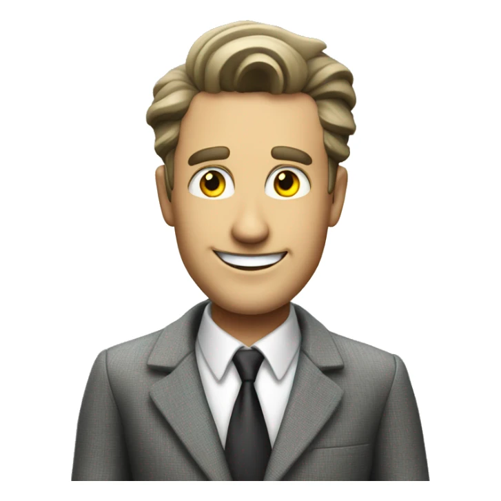 White collar criminal who is happy about getting a new home sticker