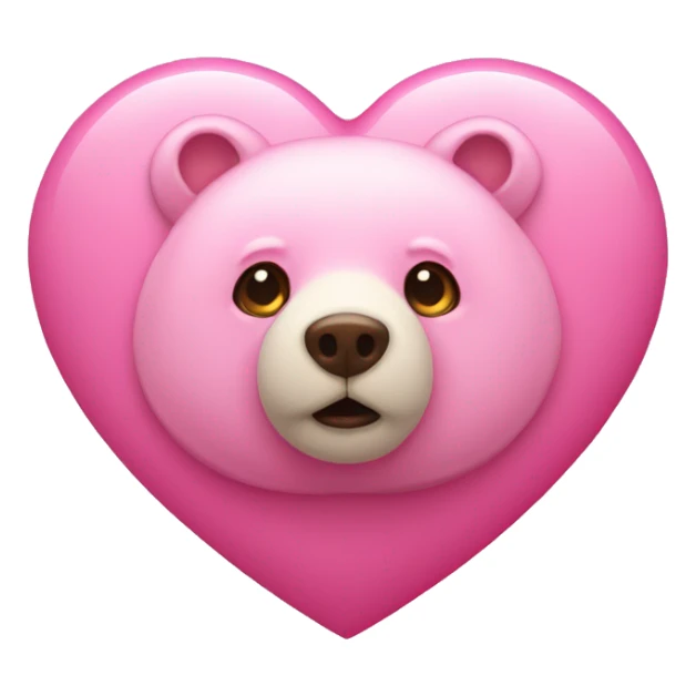 a pink heart with a tiny bear infront of it sticker