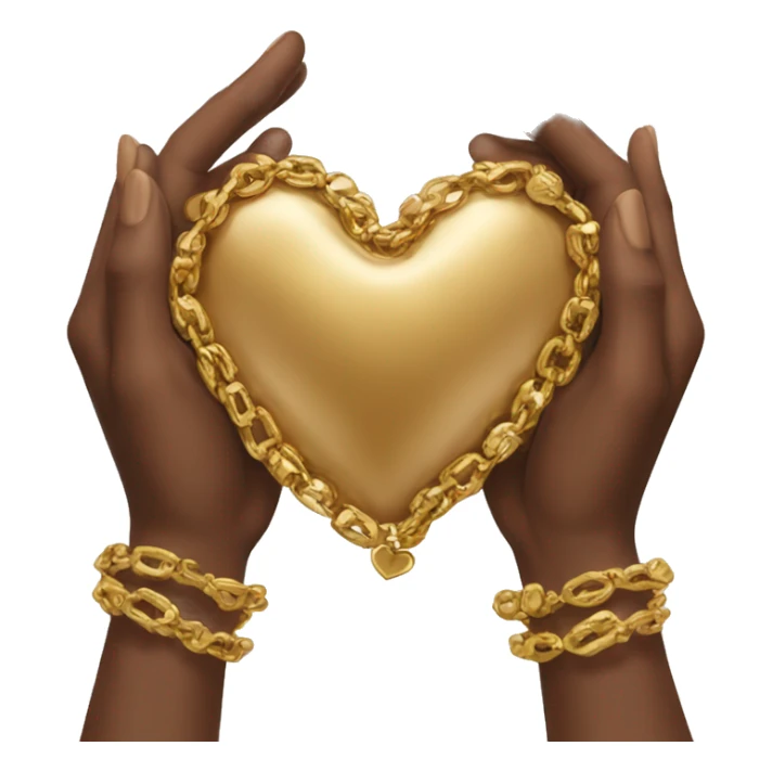 brown heart hands with gold jewelry sticker