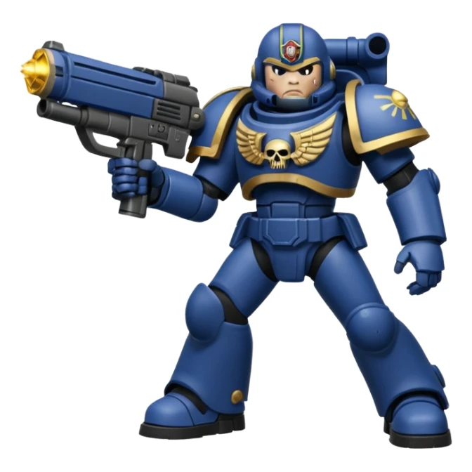 warhammer40k space marine holding a weapon. Weapon is firing. sticker