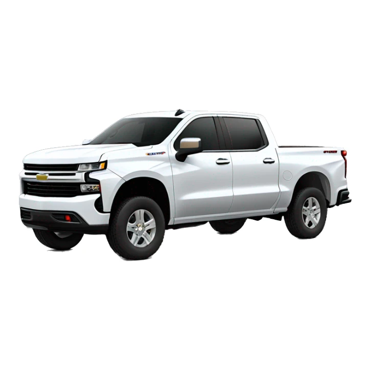 2019 White Chevrolet Silverado crew cab with tinted windows sticker